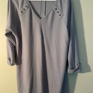 Simply Noelle Textured Gray Blouse with Button Accents
